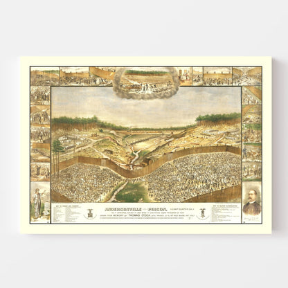 Vintage Map of Andersonville Prison, Georgia, 1885