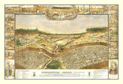 Vintage Map of Andersonville Prison, Georgia, 1885