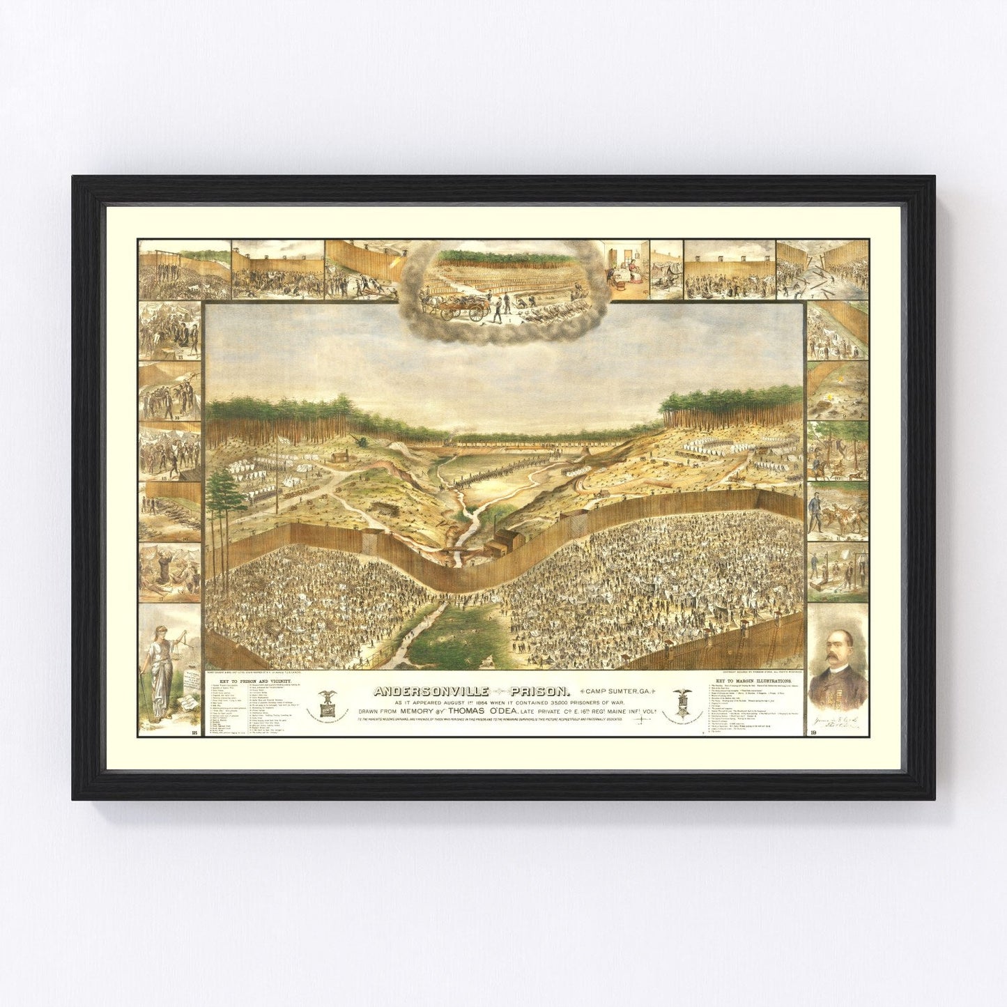 Vintage map of Andersonville Prison, Georgia, 1885 - restored Civil War era cartography