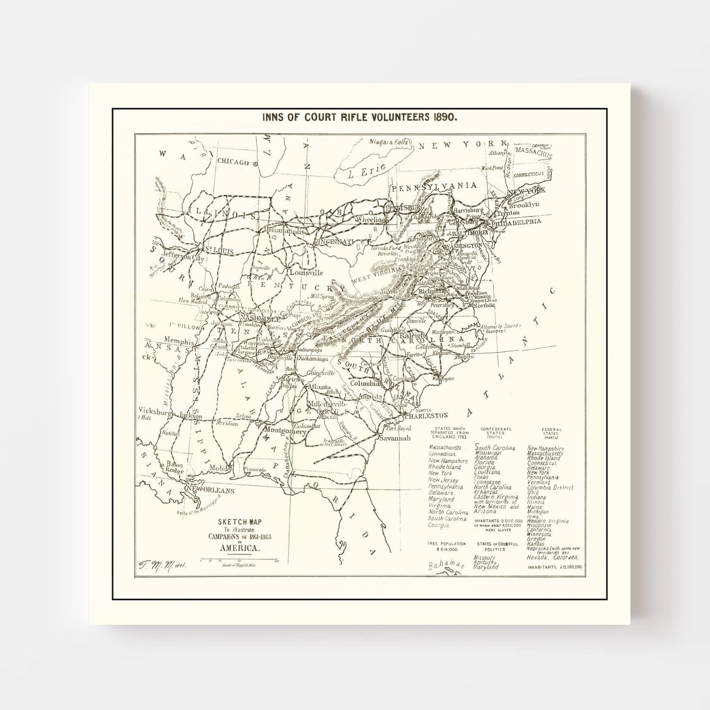 Vintage Inns of Court Rifle Volunteers Map, 1890