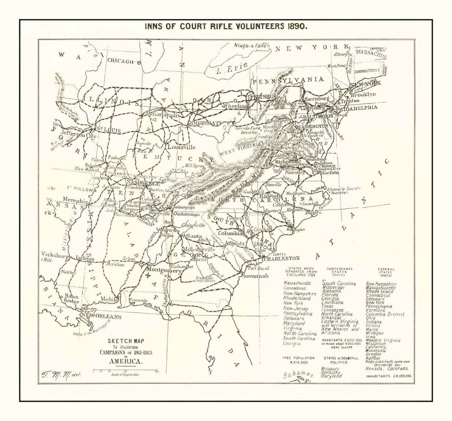 Vintage Inns of Court Rifle Volunteers Map, 1890