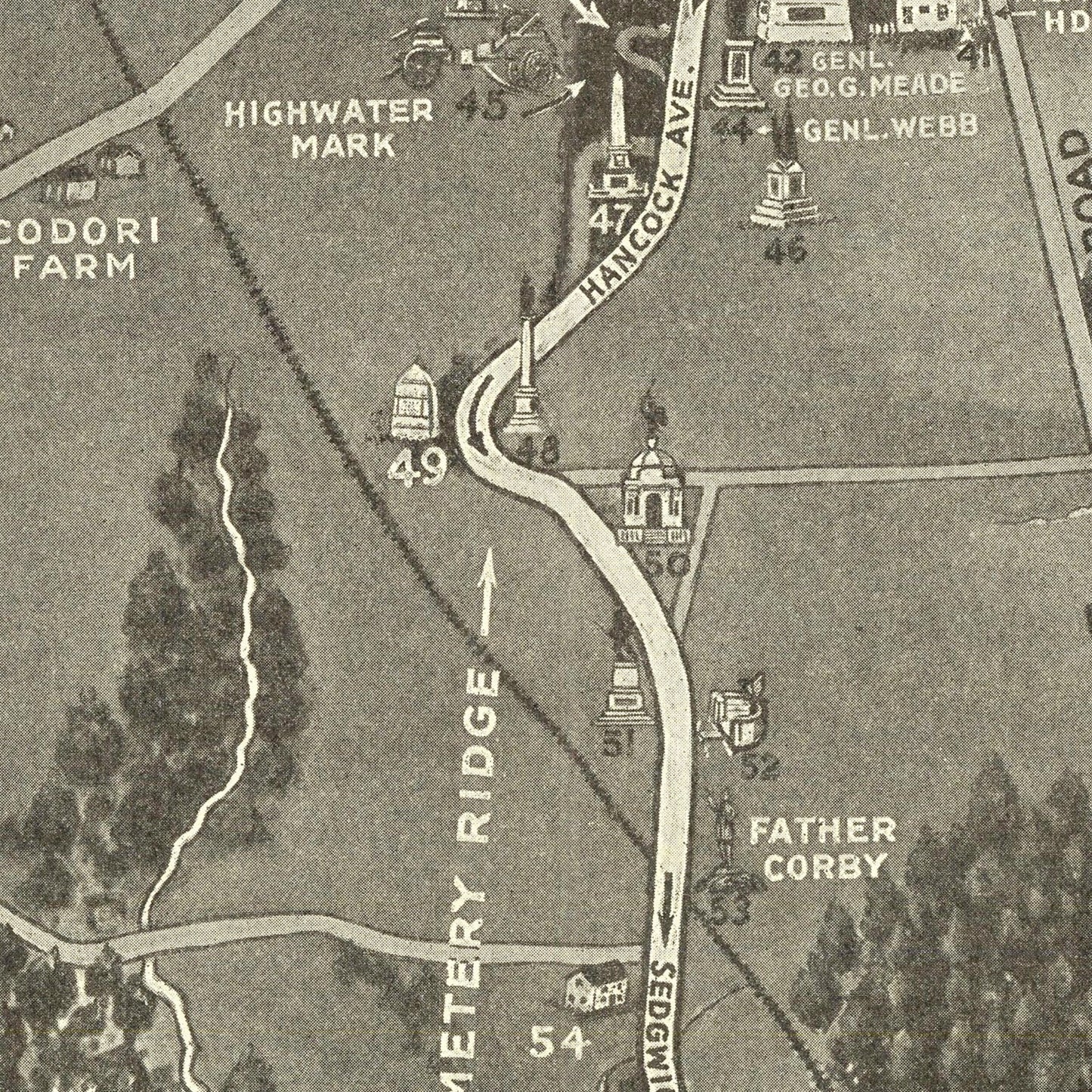 Vintage Gettysburg Battlefield Map, 1936
