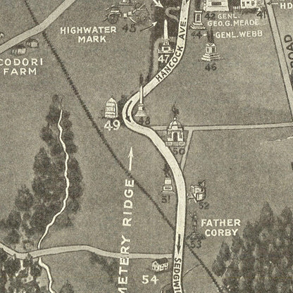 Vintage Gettysburg Battlefield Map 1936
