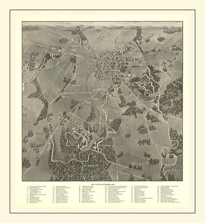 Vintage Gettysburg Battlefield Map 1936