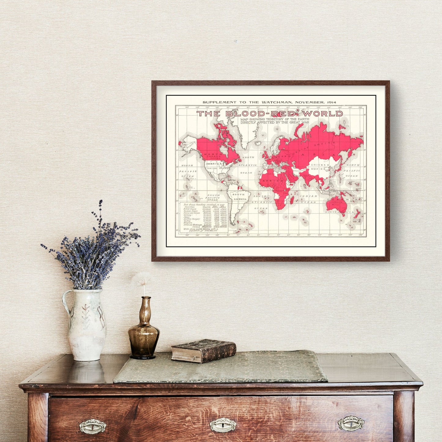 Vintage WWI United States Map, 1914
