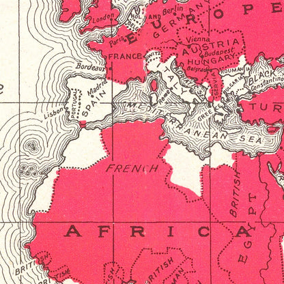 Vintage WWI United States Map, 1914