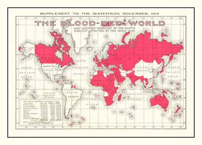 Vintage WWI United States Map, 1914