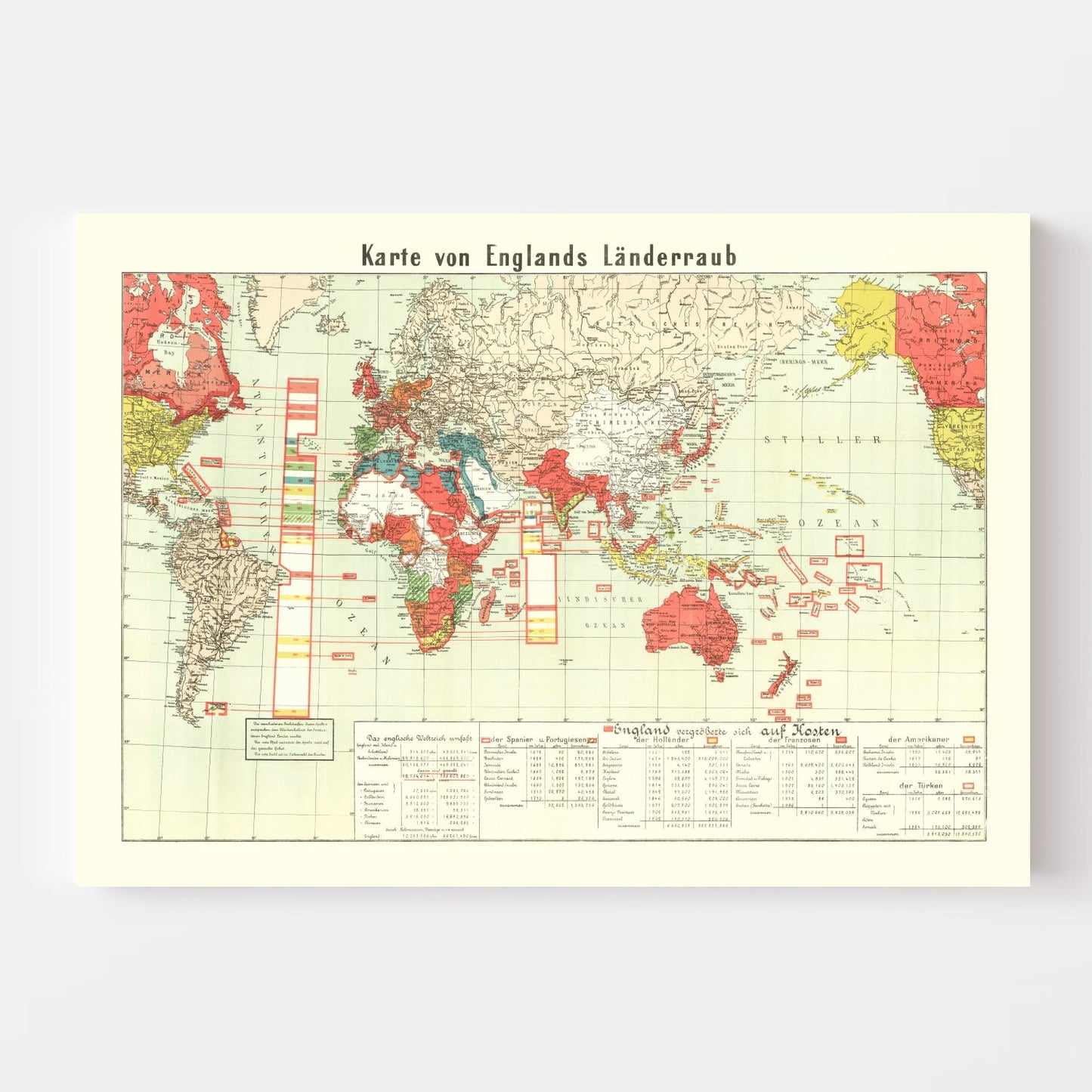 Vintage World War I Map of England, 1914