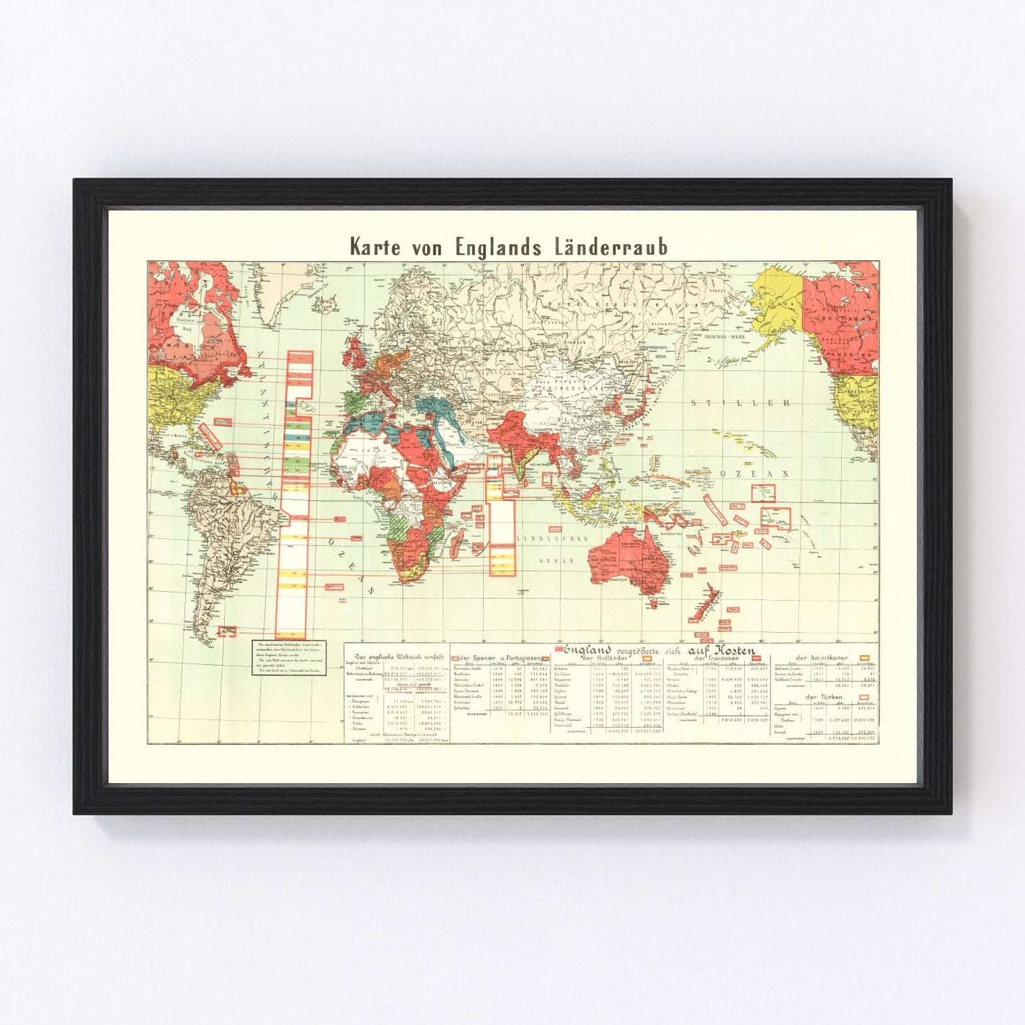 vintage World War I map of England, 1914