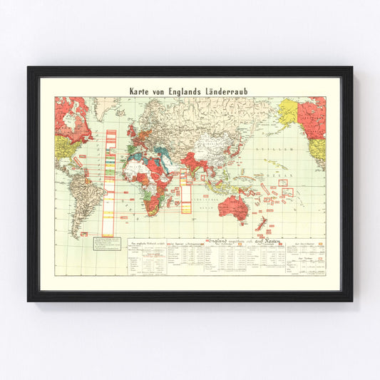 vintage World War I map of England, 1914