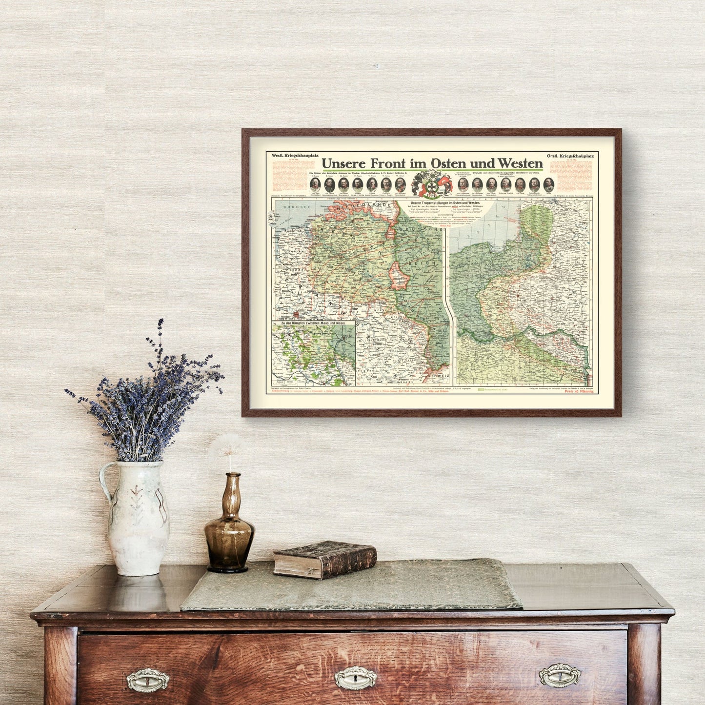 Vintage German Front in World War I Map, 1915