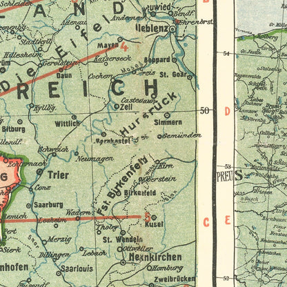 Vintage German Front in World War I Map, 1915