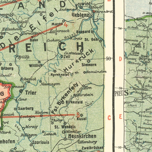 Vintage German Front in World War I Map, 1915