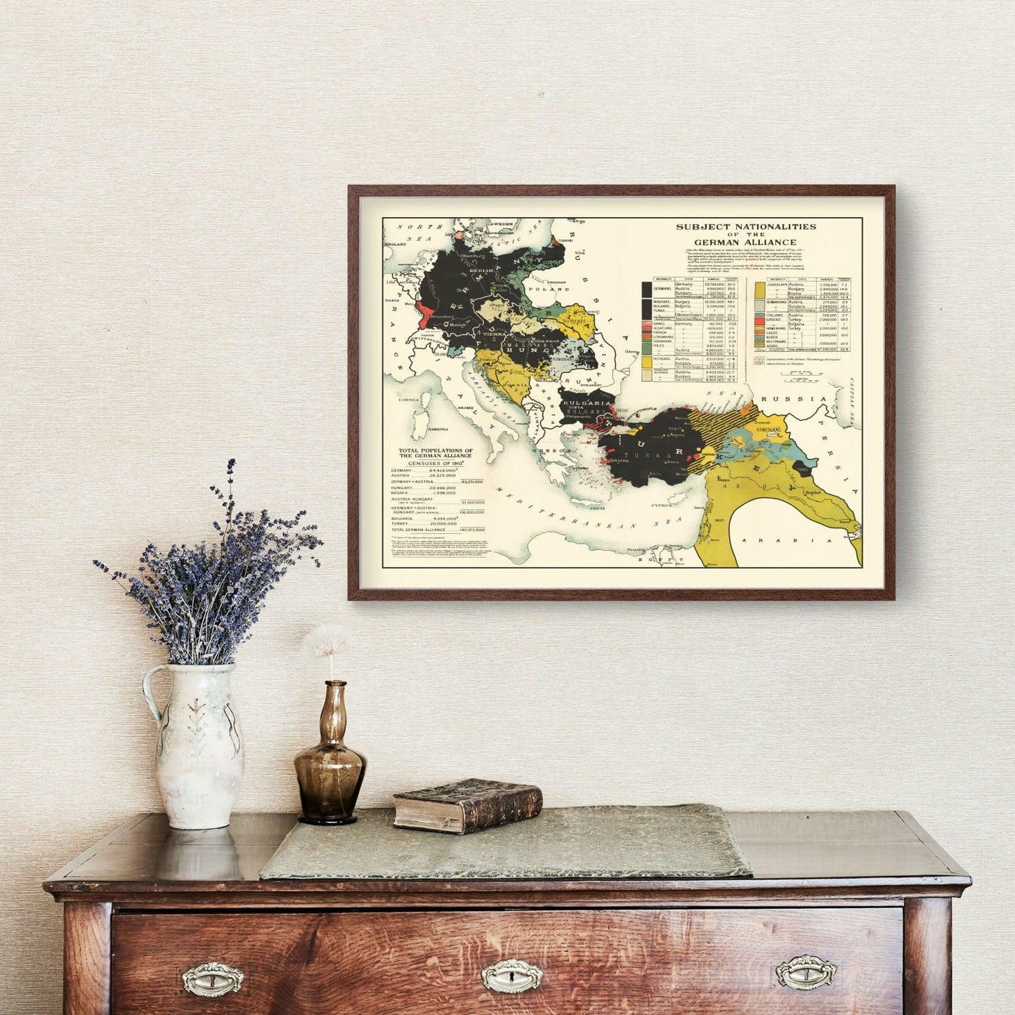 Vintage Map of the Nationalities of the German Alliance, 1916