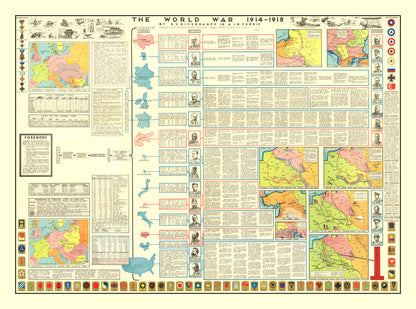 Vintage World War One Map, 1928