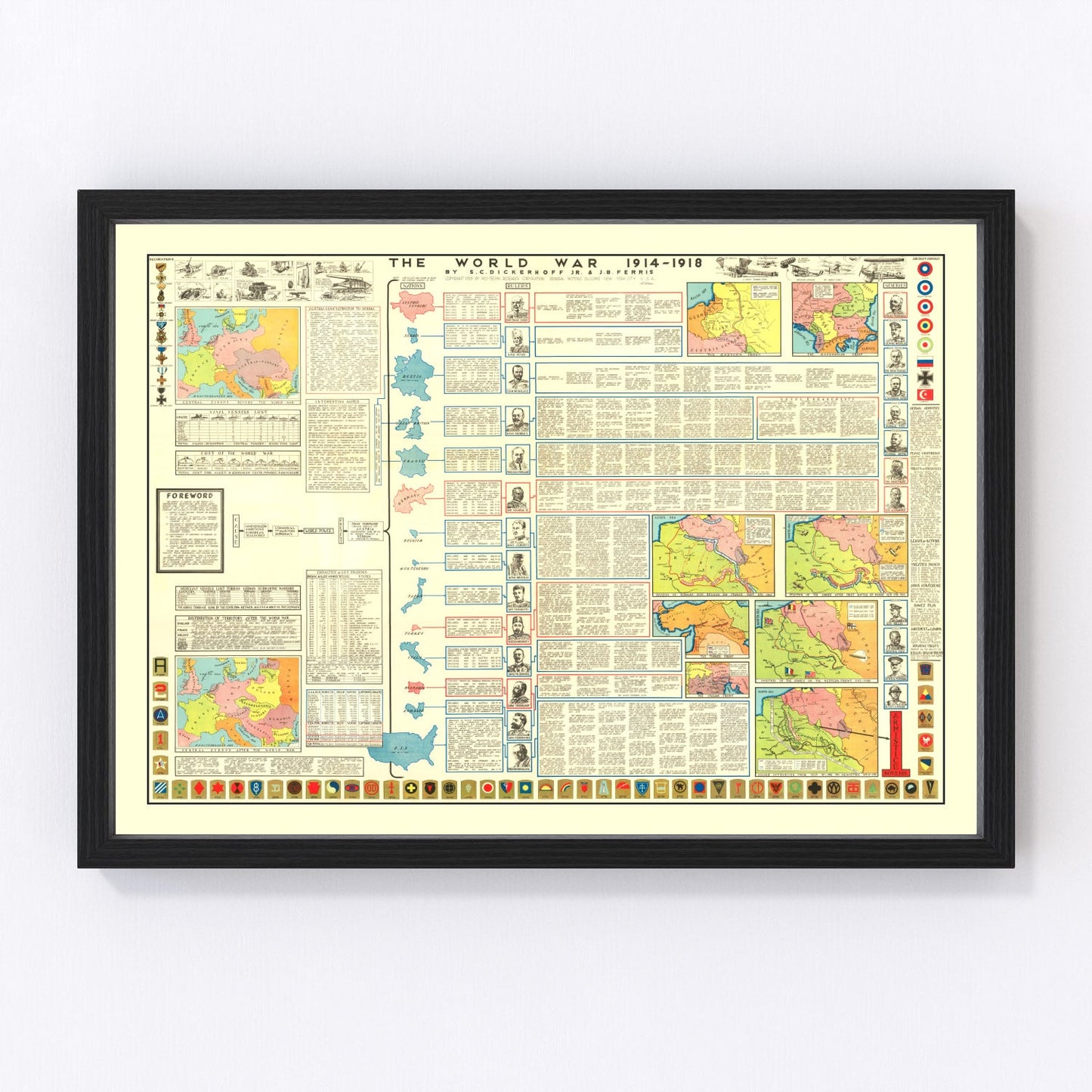 vintage World War One map, 1928