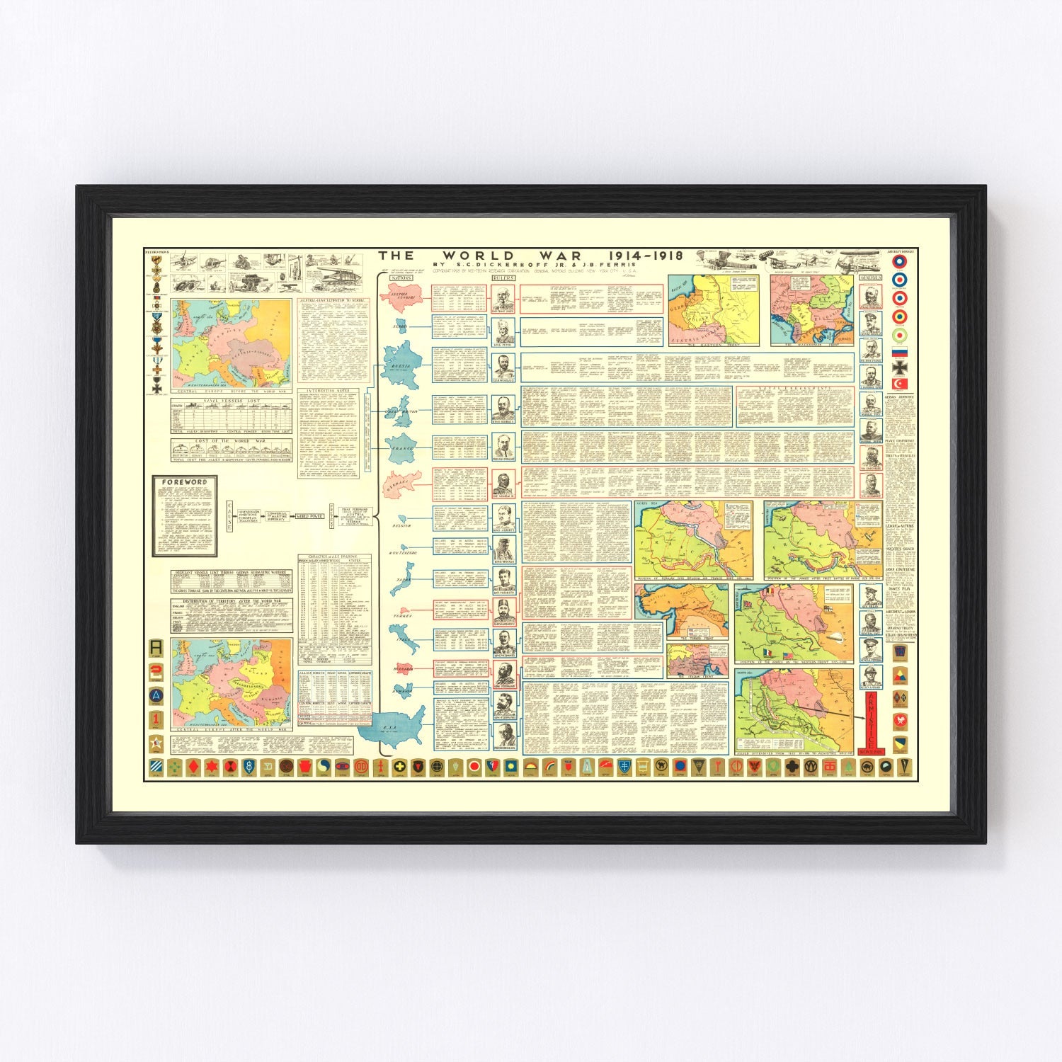 vintage World War One map, 1928