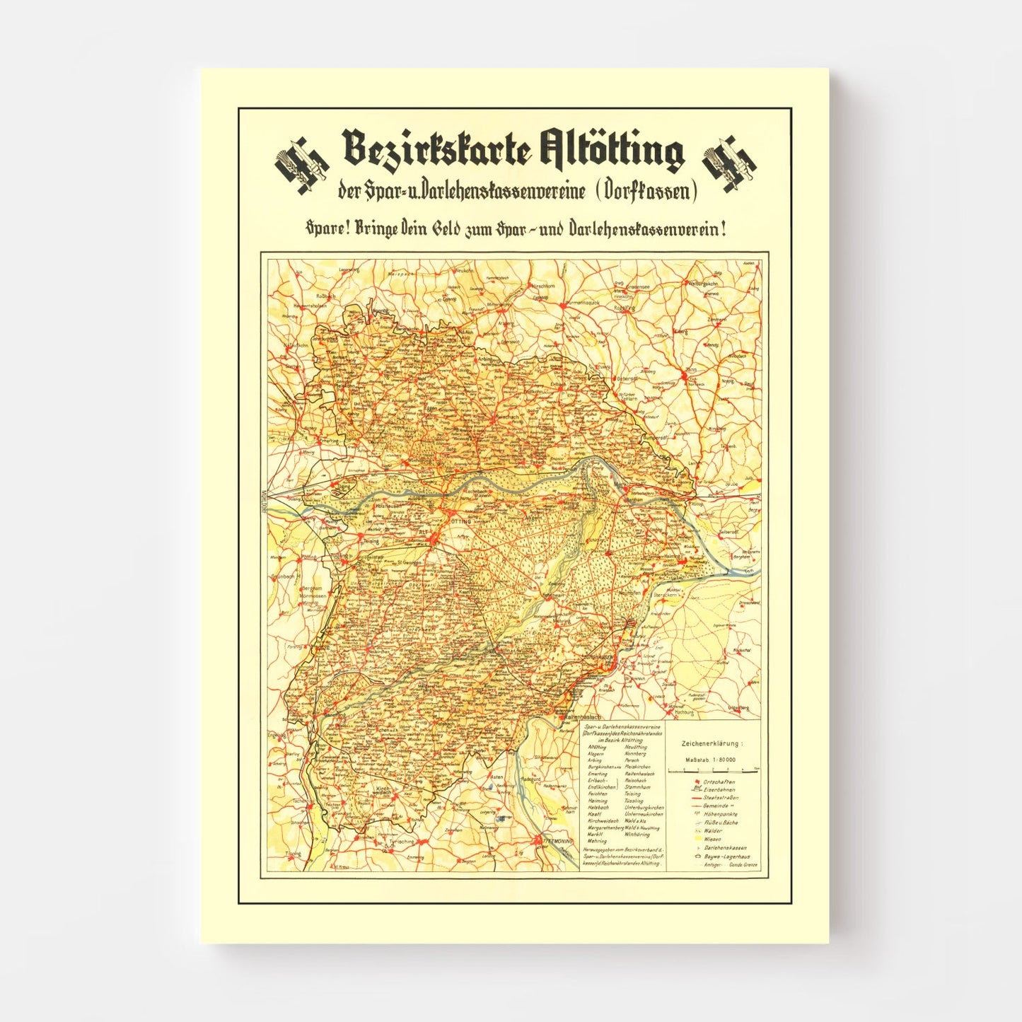 Vintage WWII Nazism Map, 1934