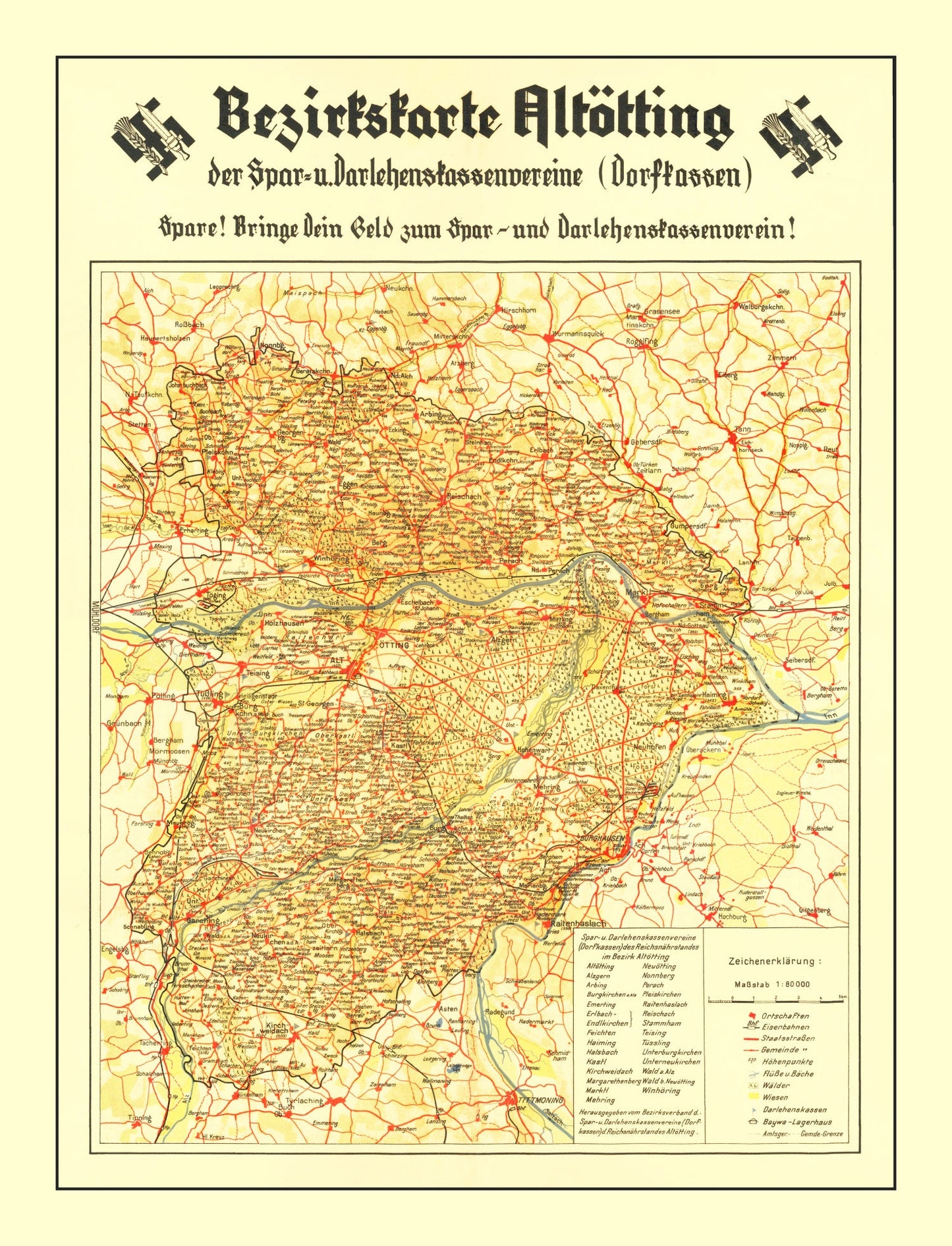 Vintage WWII Nazism Map, 1934