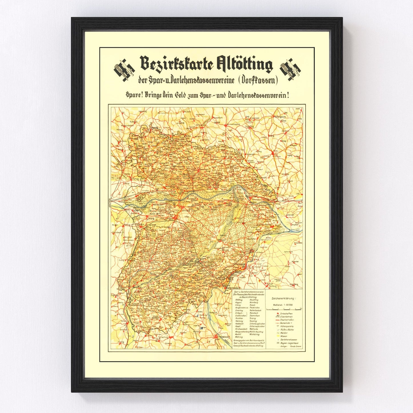 vintage WWII nazism map, 1934