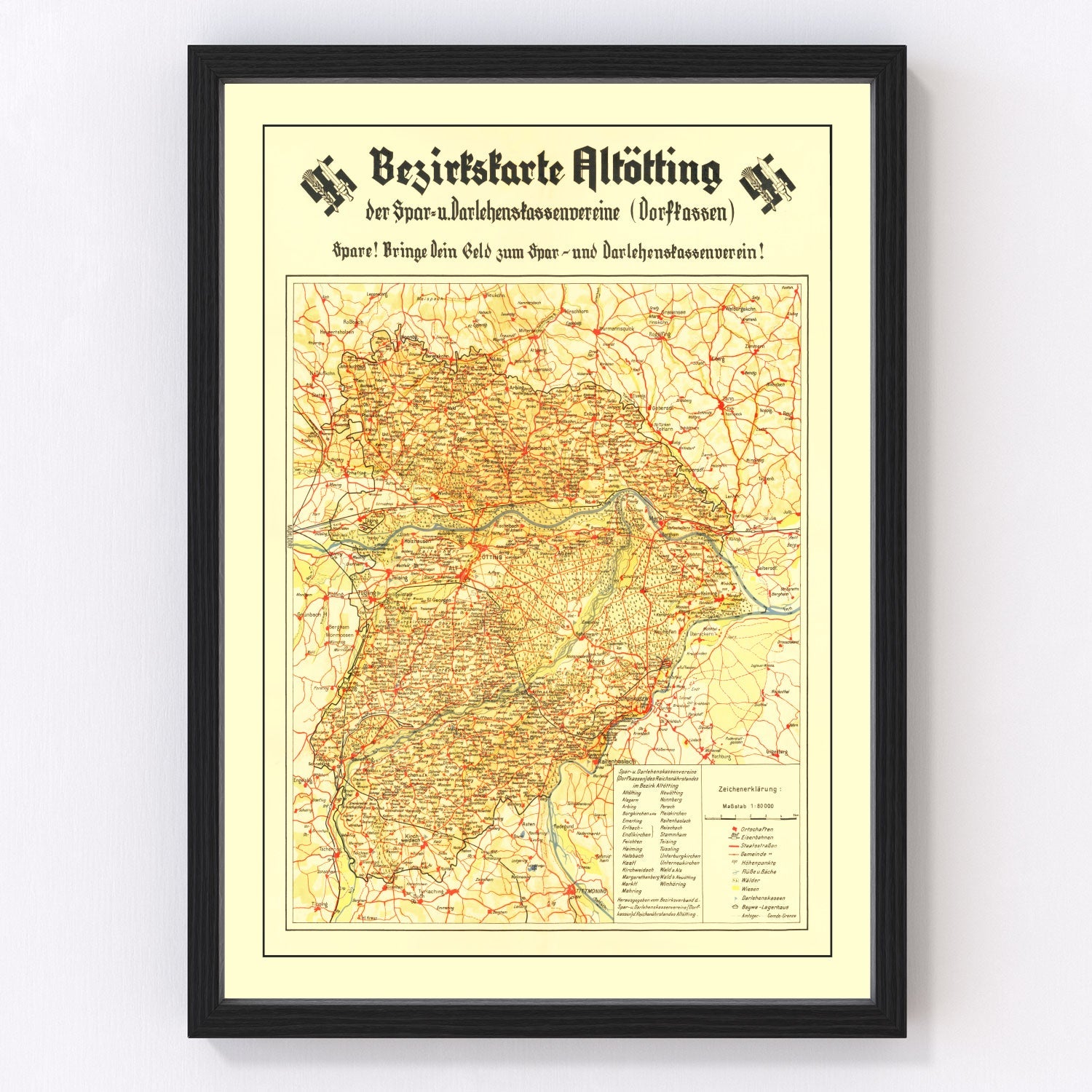 vintage WWII nazism map, 1934