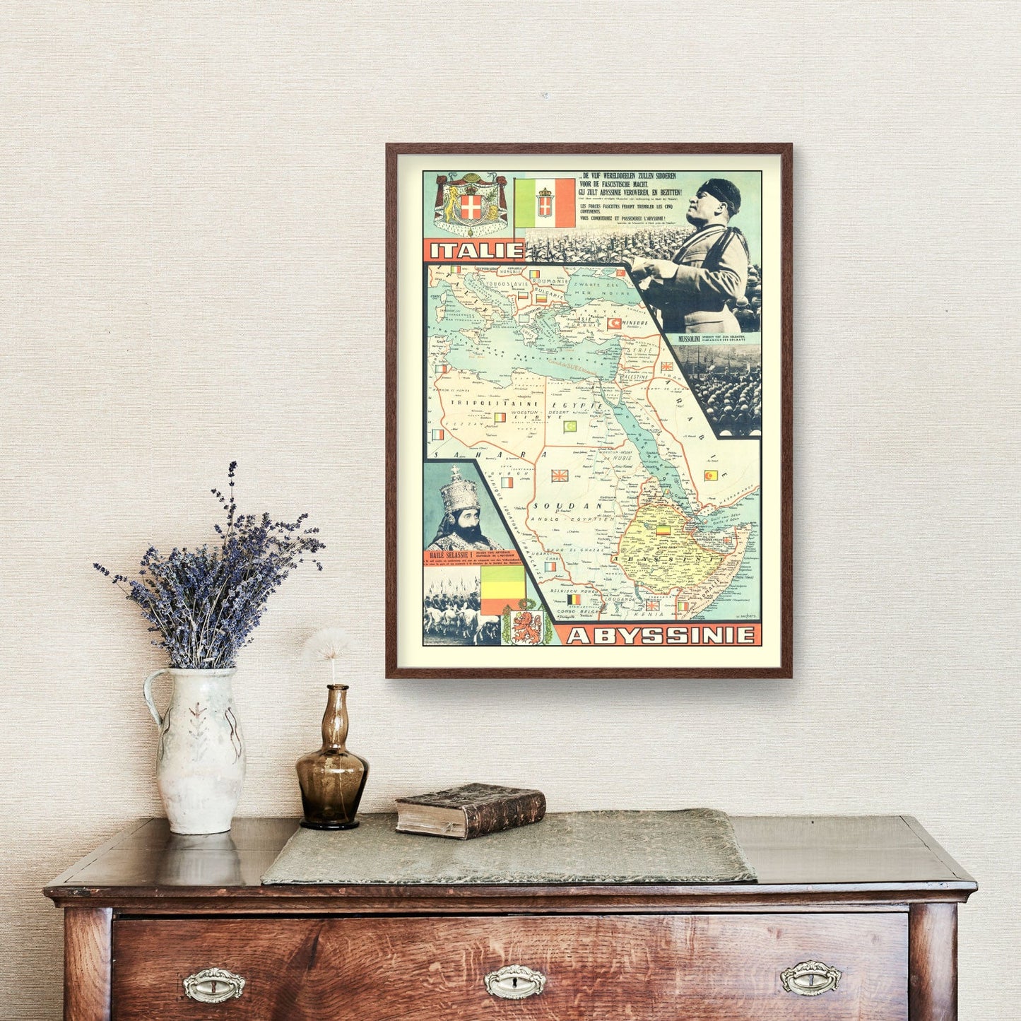 Vintage World War II Map of Italy, 1935