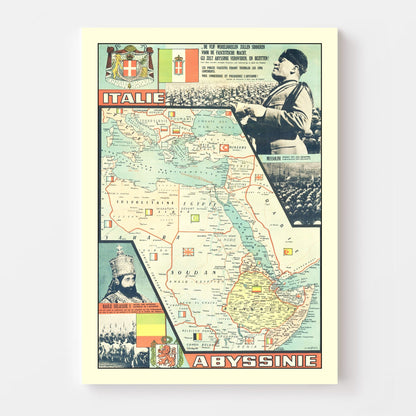 Vintage World War II Map of Italy, 1935