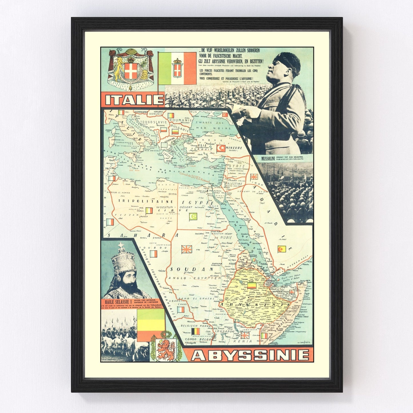 vintage WWII era map of Italy, 1935
