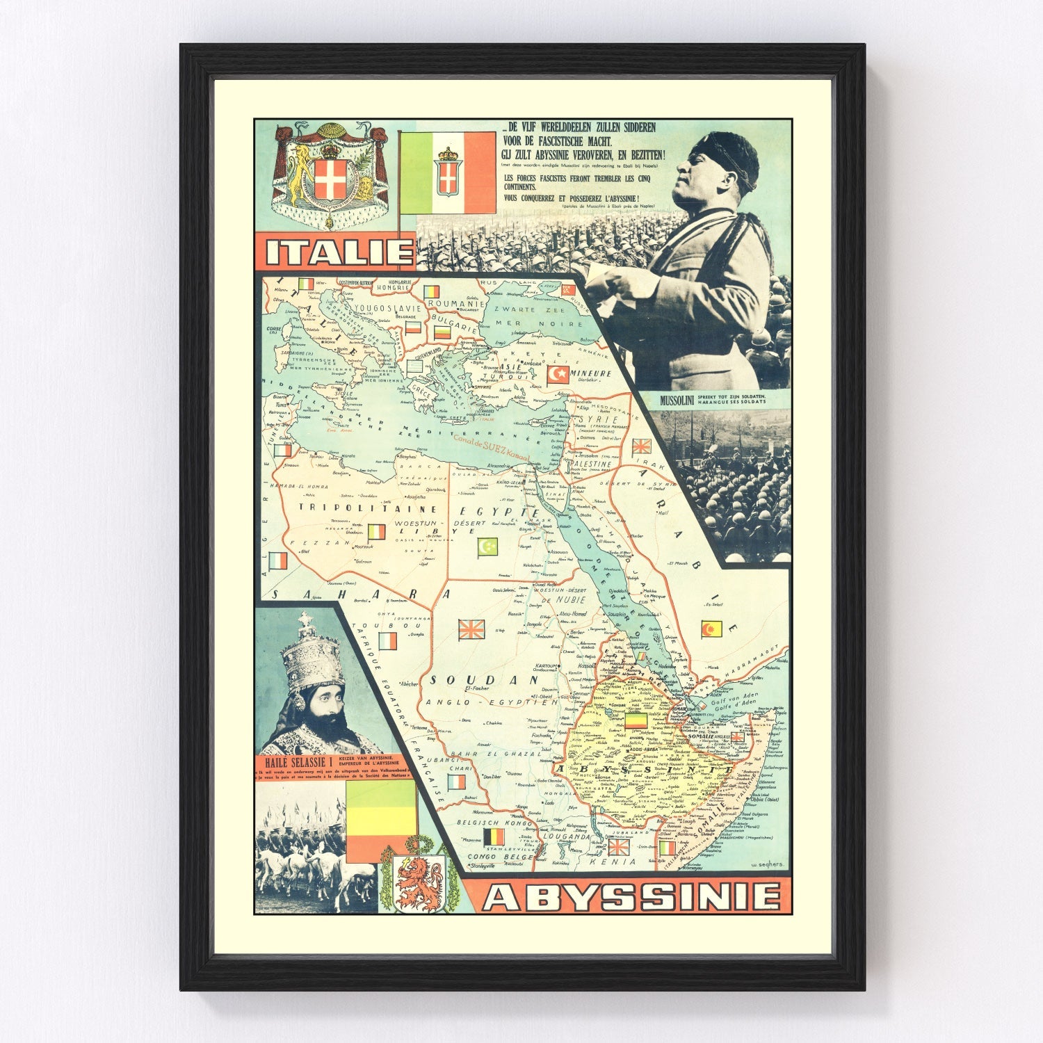 vintage WWII era map of Italy, 1935