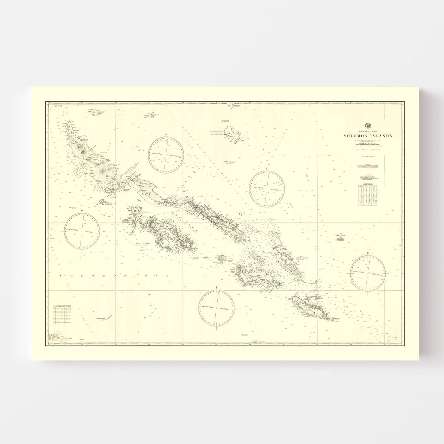 Vintage Map of the Solomon Islands, 1944