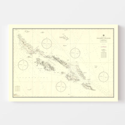 Vintage Map of the Solomon Islands, 1944