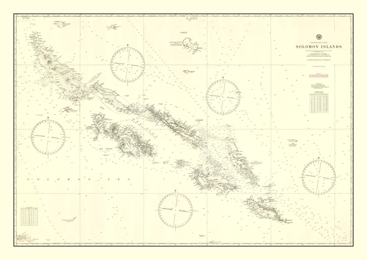 Vintage Map of the Solomon Islands, 1944
