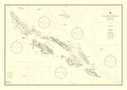 Vintage Map of the Solomon Islands, 1944