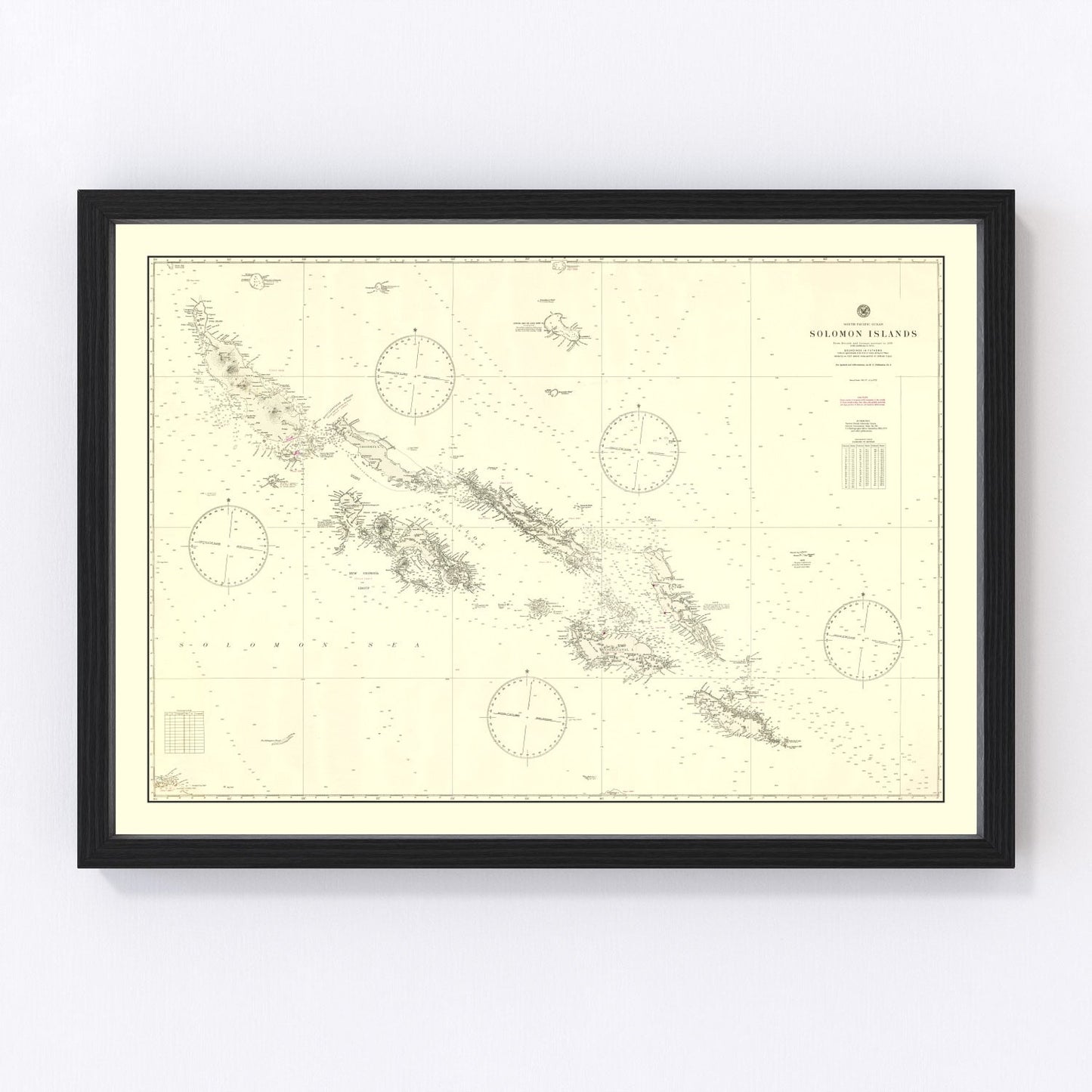 Vintage 1944 Solomon Islands WWII map Pacific theater, digitally restored print