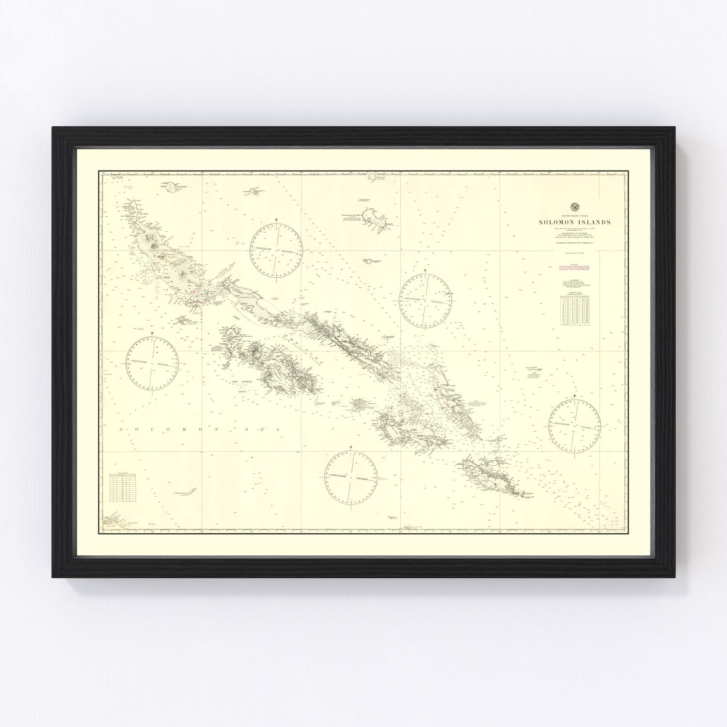 Vintage 1944 Solomon Islands WWII map Pacific theater, digitally restored print