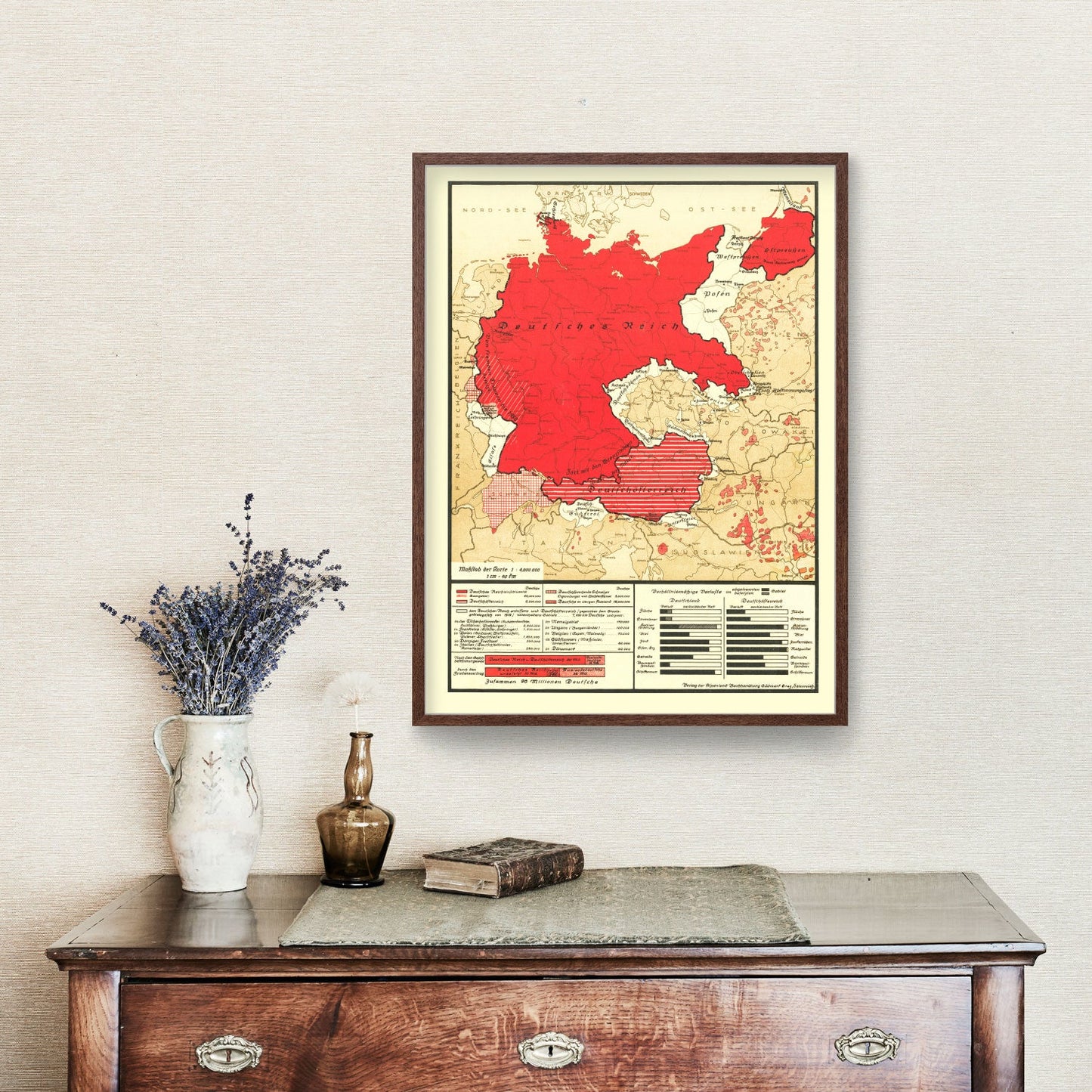 Vintage Map of Germany, 1938