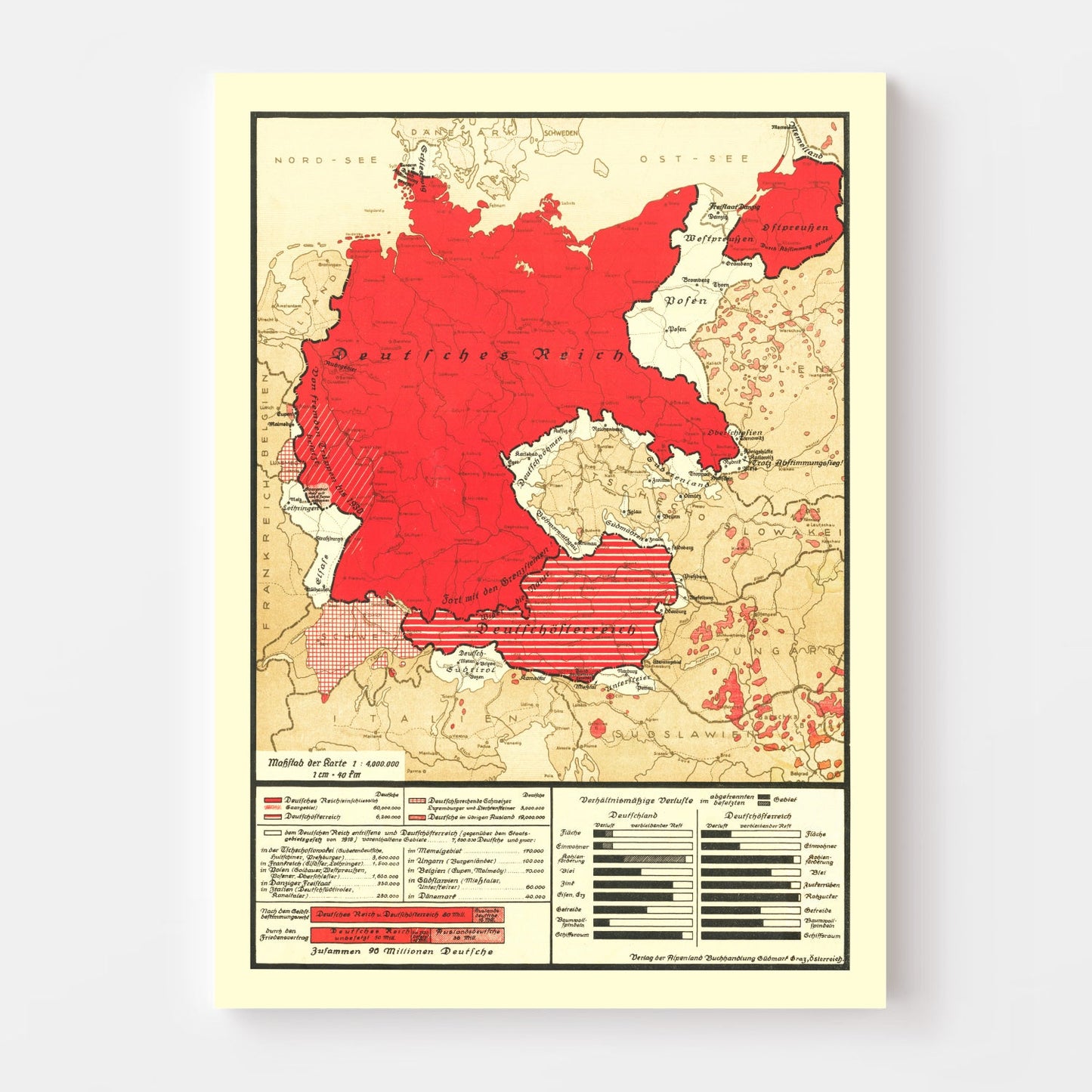Vintage Map of Germany, 1938