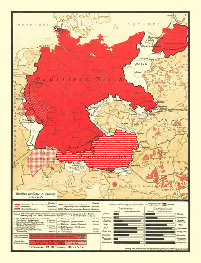 Vintage Map of Germany, 1938