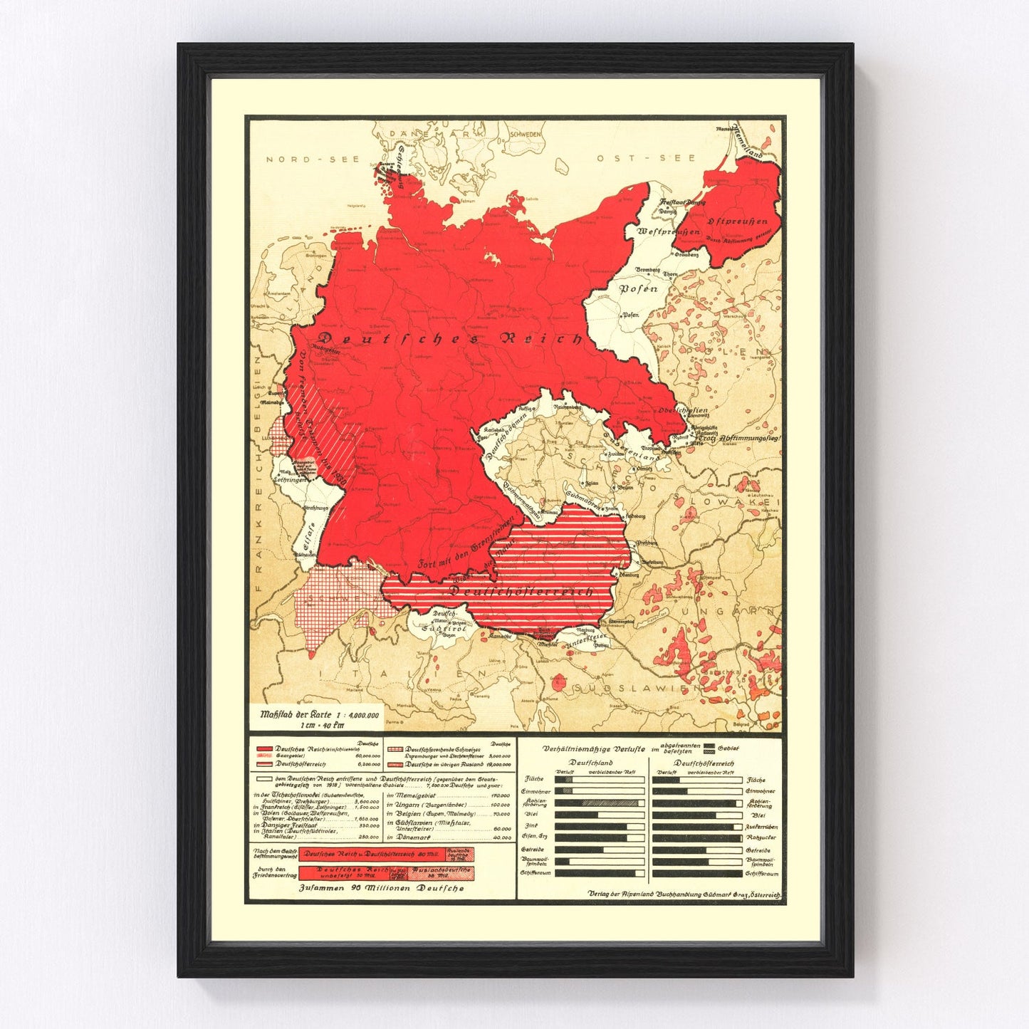 vintage map of Germany, 1938