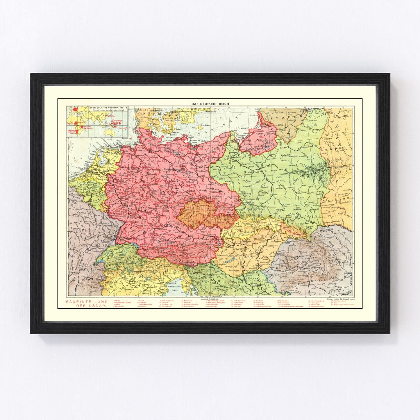 vintage map of the German Empire, 1939