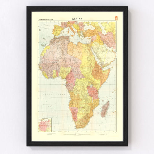 Vintage map of colonial Africa, 1940, digitally restored