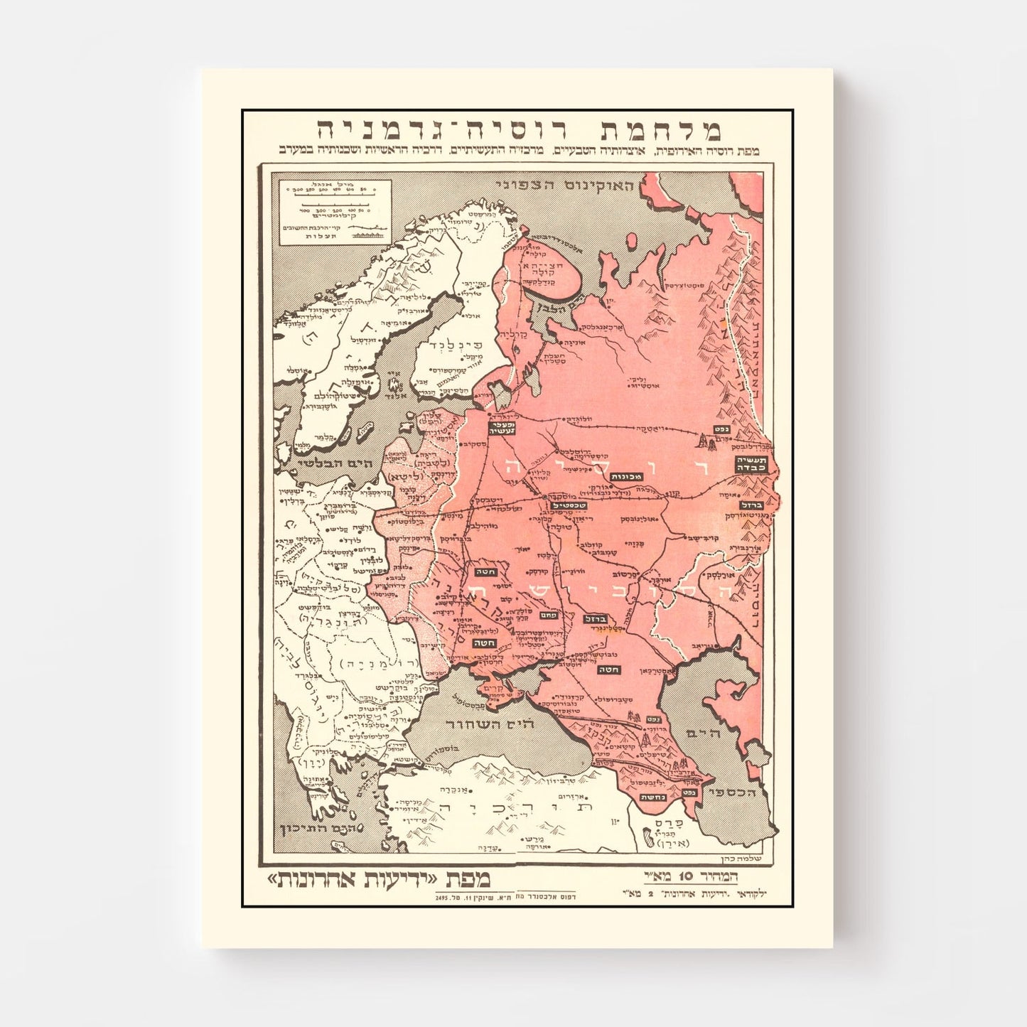 Vintage World War II Map of the Eastern Front, 1941