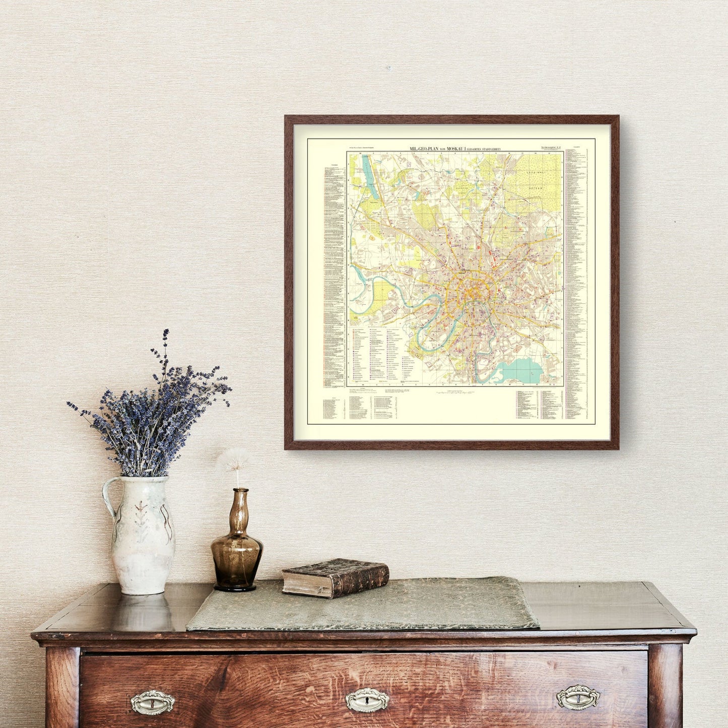Vintage Moscow World War II Map, 1941