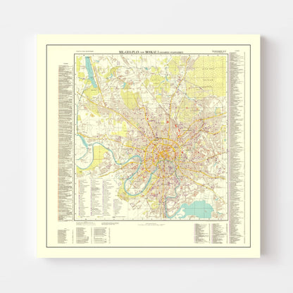 Vintage Moscow World War II Map, 1941