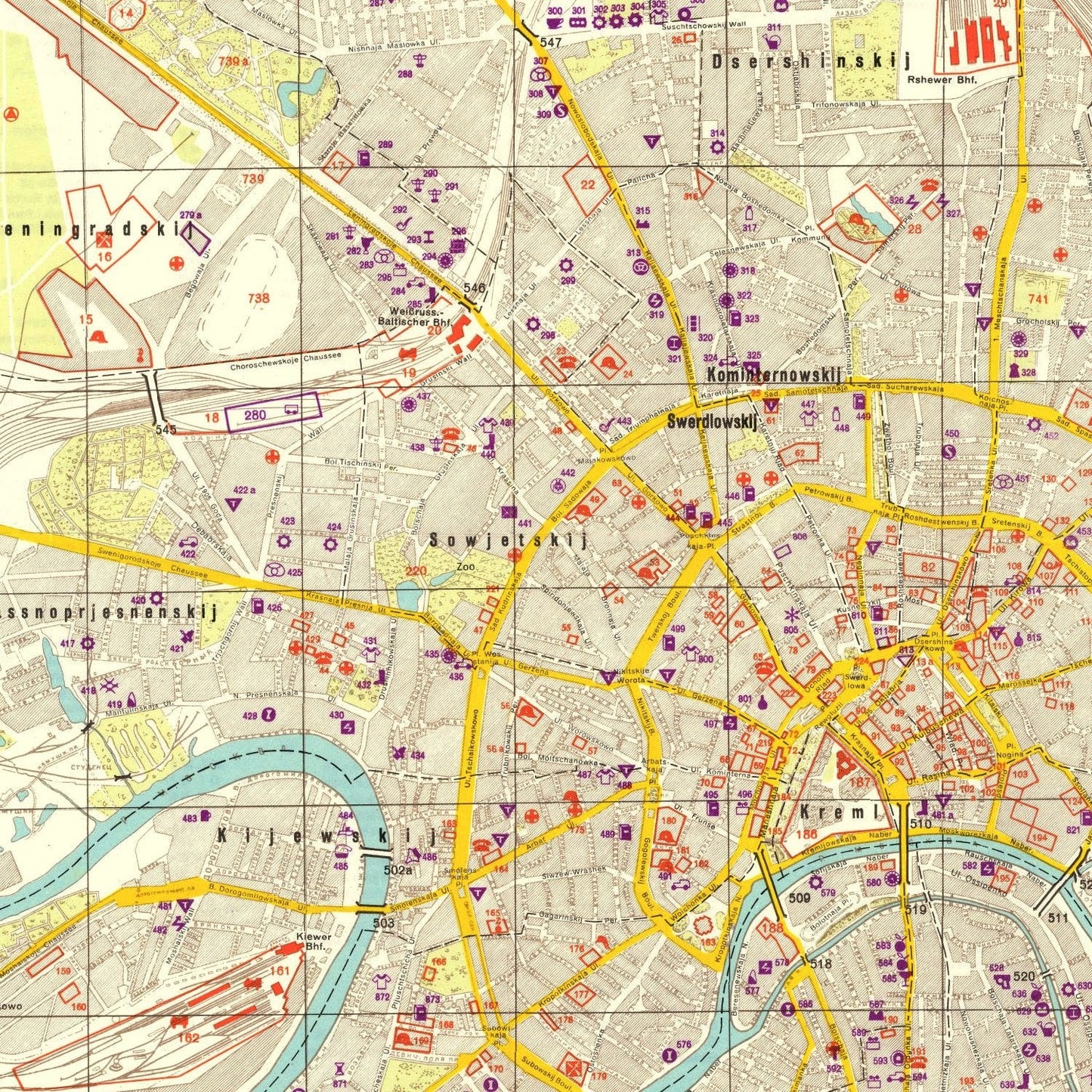 Vintage Moscow World War II Map, 1941