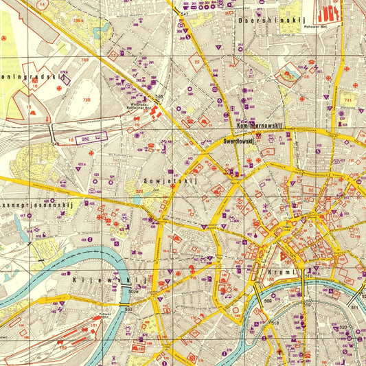 Vintage Moscow World War II Map, 1941