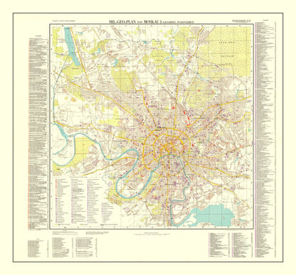Vintage Moscow World War II Map, 1941