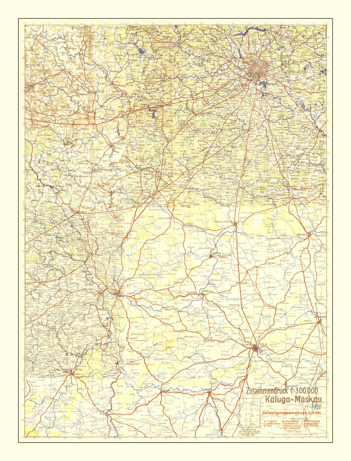 Vintage Battle of Moscow Map, 1941