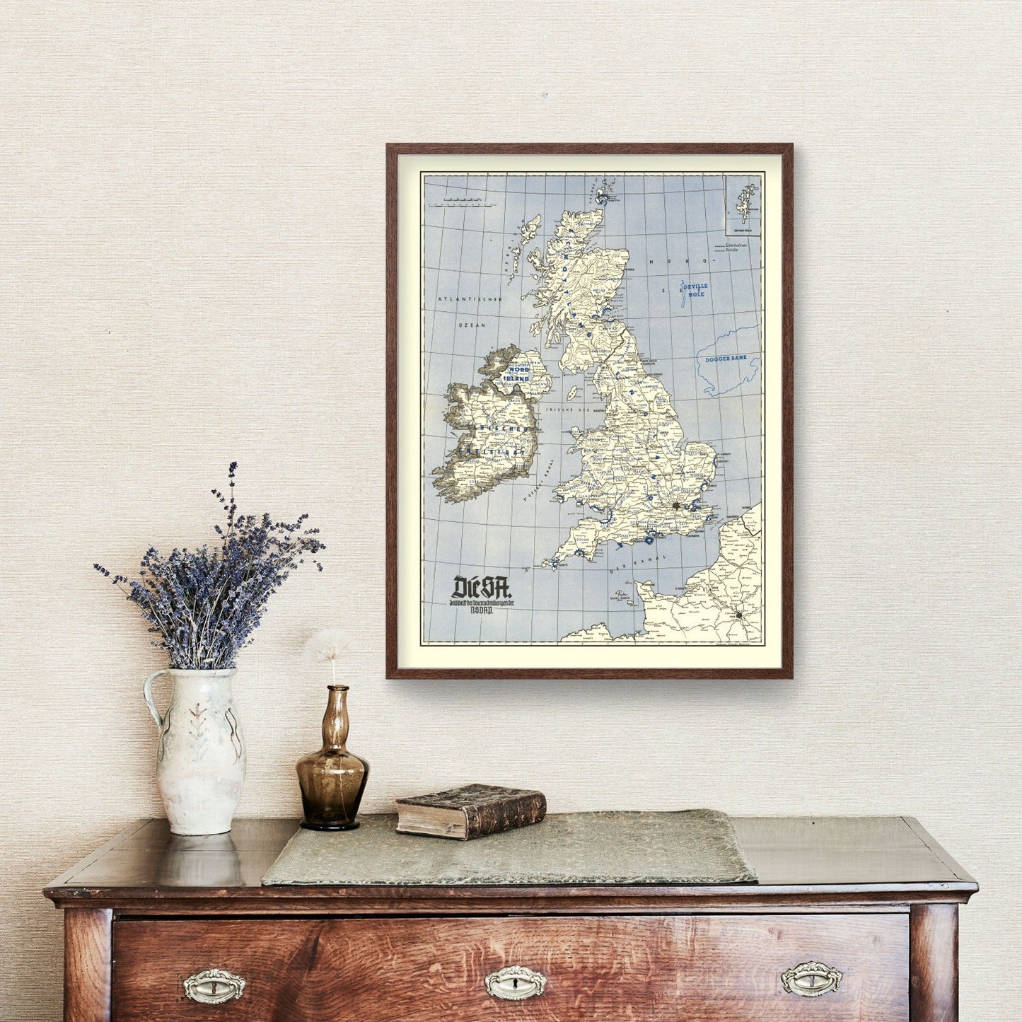 Vintage Map of the British Isles, World War II, 1941