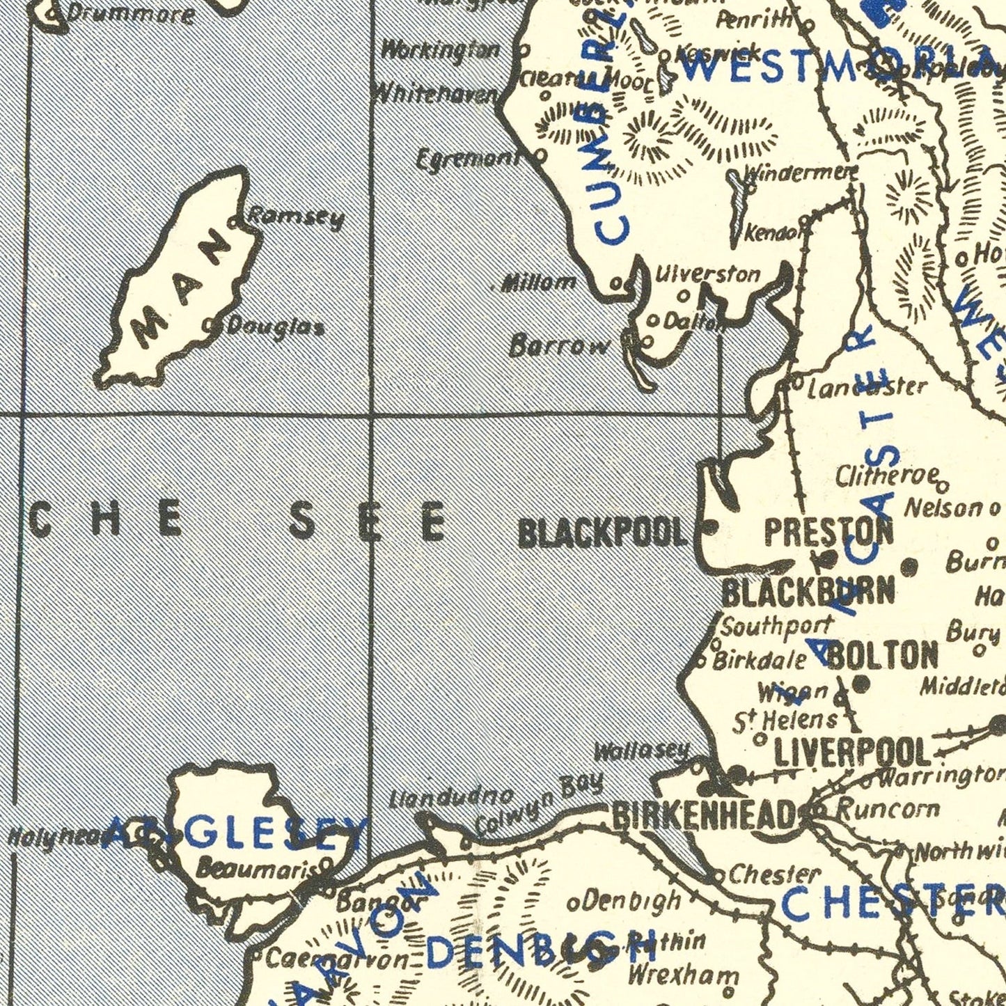 Vintage Map of the British Isles, World War II, 1941